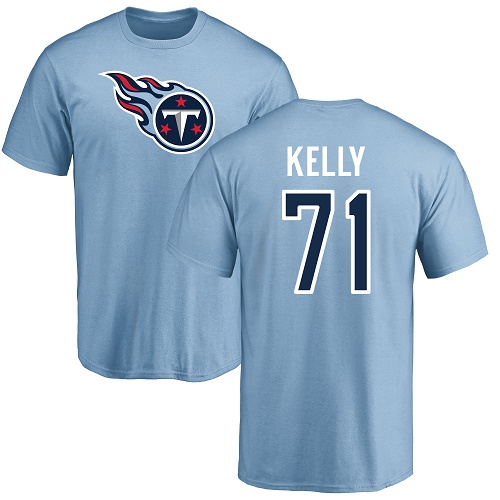 Tennessee Titans Men Light Blue Dennis Kelly Name and Number Logo NFL Football #71 T Shirt->tennessee titans->NFL Jersey